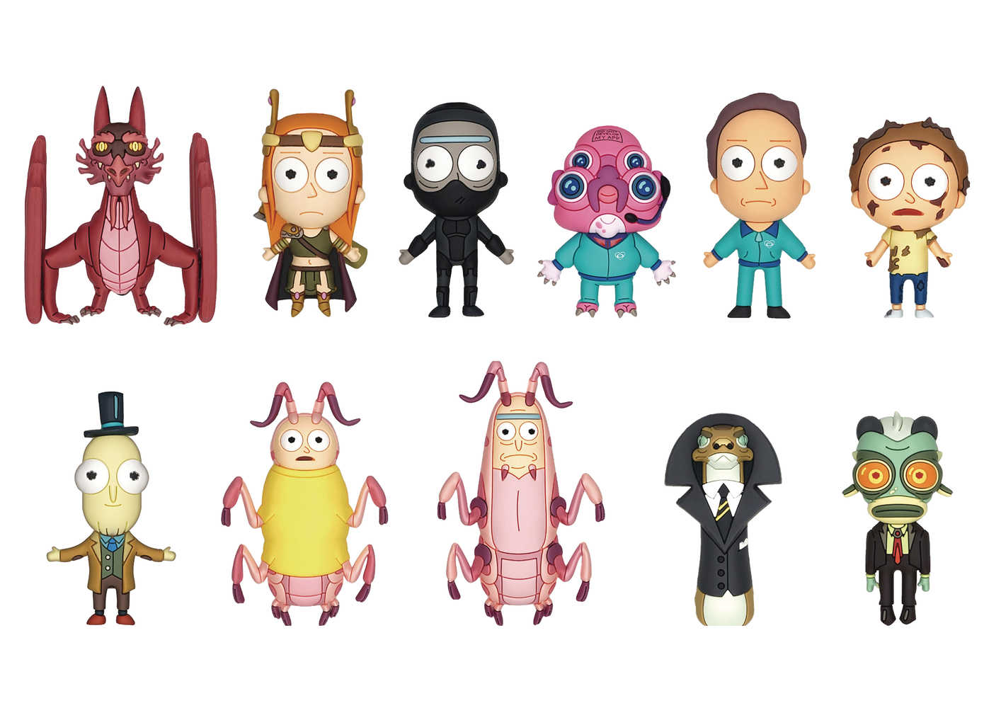 Rick And Morty Series4 3 D Foam Bag Clip 24 Pcs Blind Mystery Box Display 