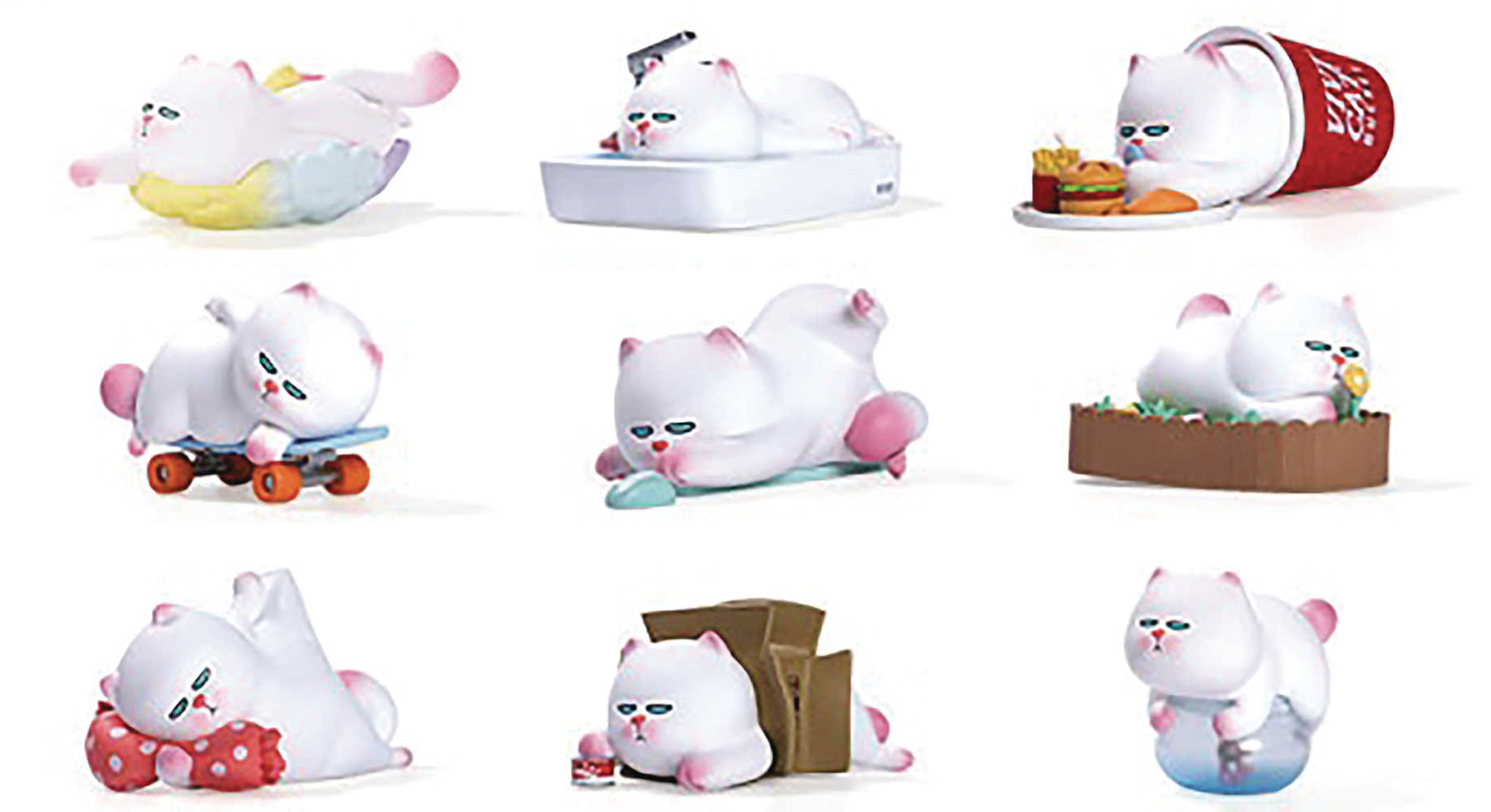 Pop Mart Vivi Cat Lazily Lying Prone Cat Series 9 Pc Blind Mystery Box Display (