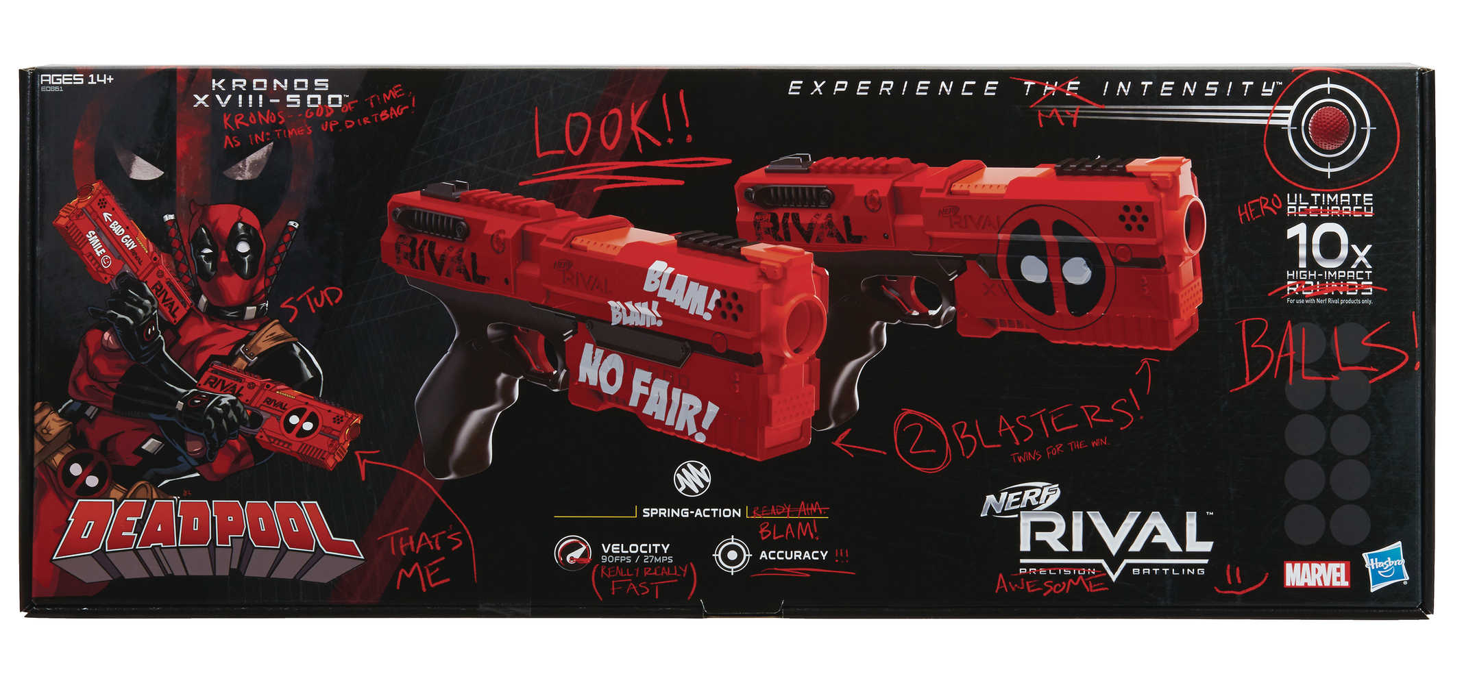 Nerf Rival Deadpool Kronos Xviii 500 Blaster 2 Pk Case 