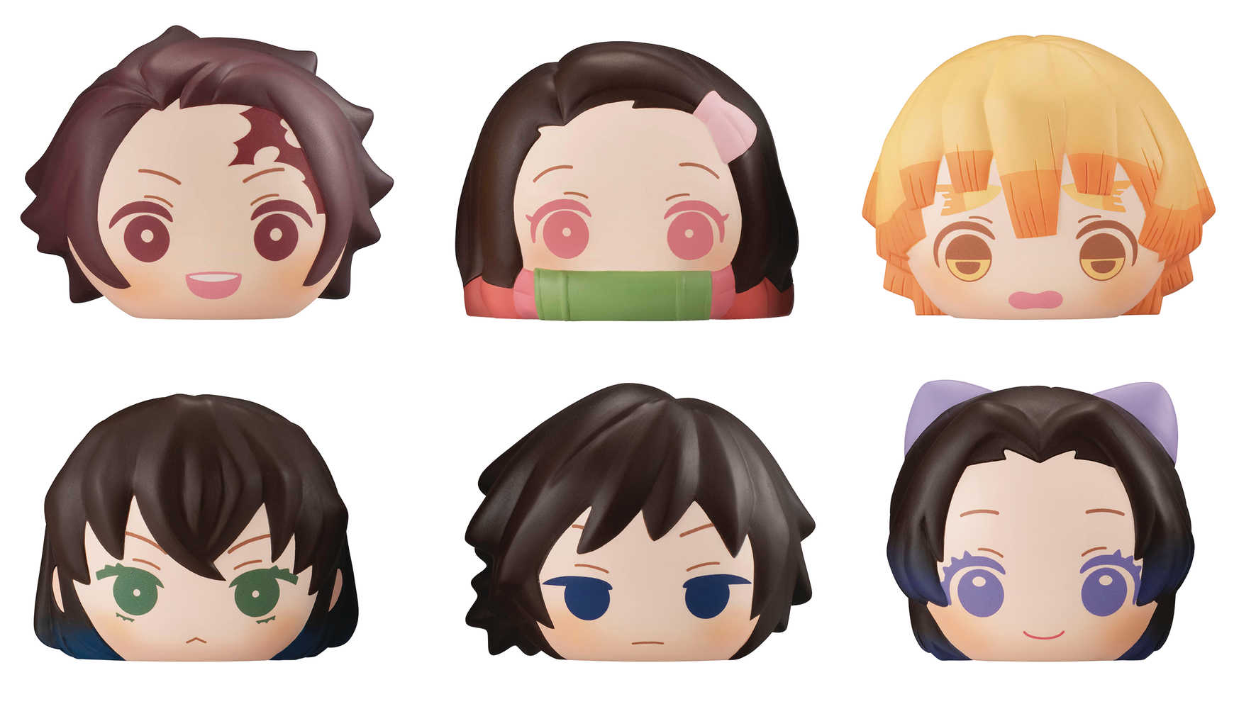 Demon Slayer Kimetsu Fluffy Squeeze Bread 6 Pc Blind Mystery Box Display 