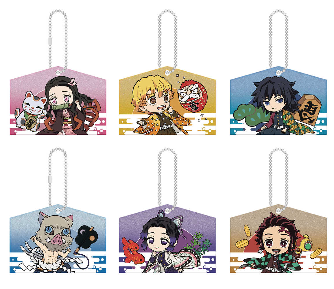 Demon Slayer Kimetsu Kirakira Acrylic Mascot 6 Pc Blind Mystery Box Display 
