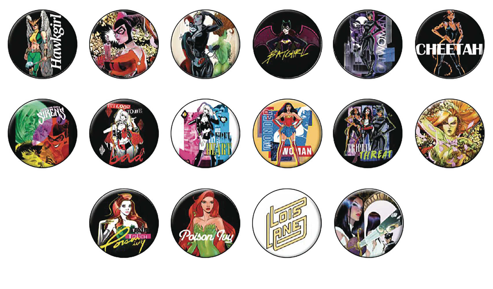DC Heroes Women Of DC Previews Exclusive 144 Pc Button Assortment 