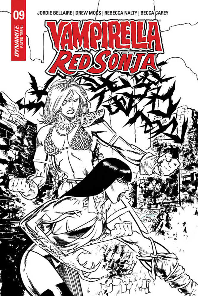 Vampirella Red Sonja #9 15 Copy Gedeon Black & White Homage Variant Edition