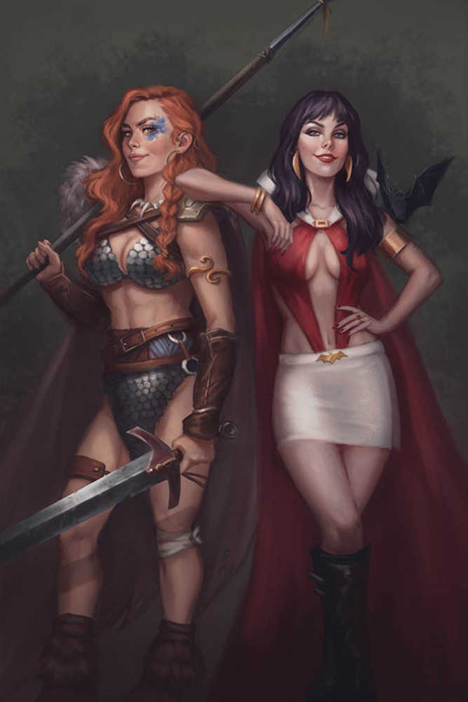 Vampirella Red Sonja #9 Sampaio Full Art Cover