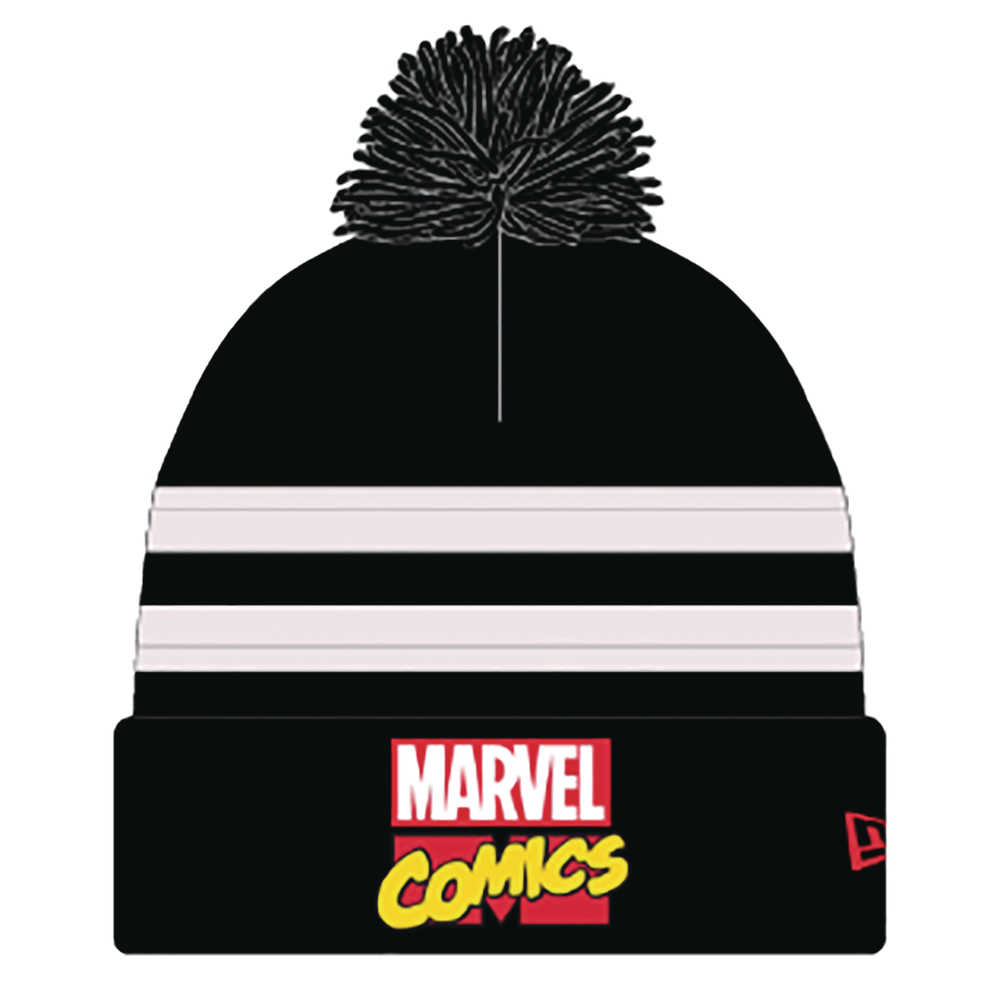 Marvel Comics Logo Previews Exclusive Blk & White Pom Knit Cap 