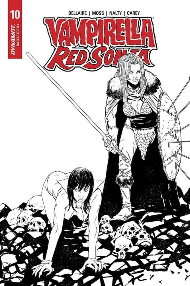 Vampirella Red Sonja #10 10 Copy Moss Black & White Variant Edition