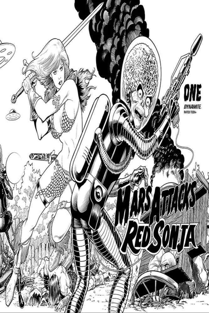 Mars Attacks Red Sonja #1 25 Copy Kitson Card Homage Black & White Inc