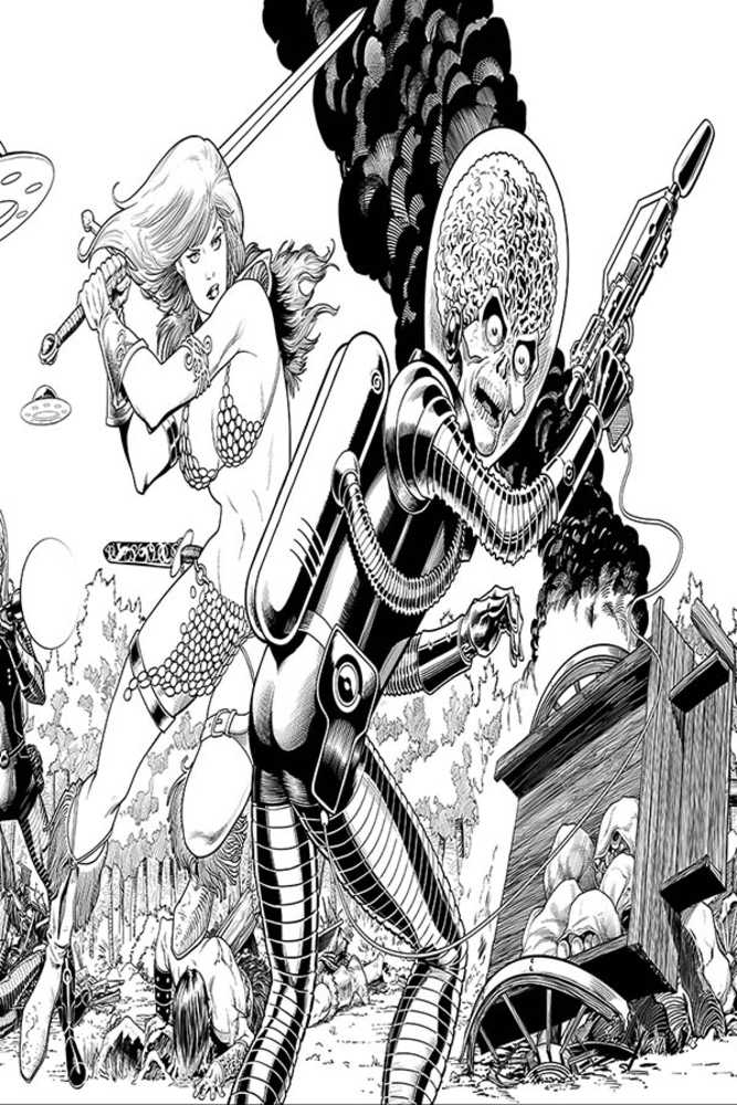 Mars Attacks Red Sonja #1 40 Copy Kitson Black & White Full Art Variant Edition