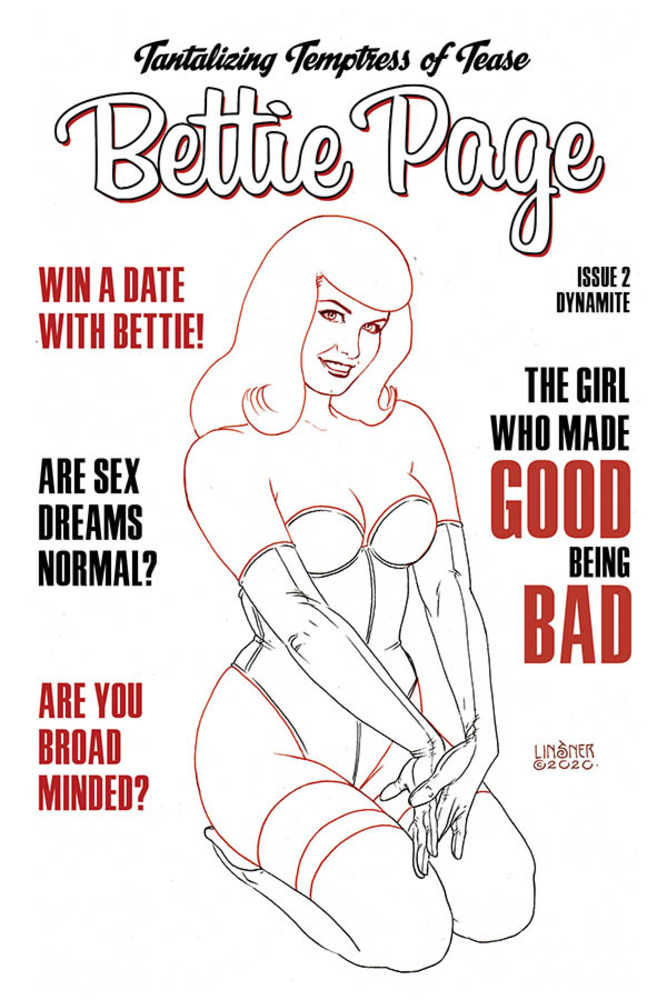 Bettie Page #2 35 Copy Linsner Black & White Variant Edition