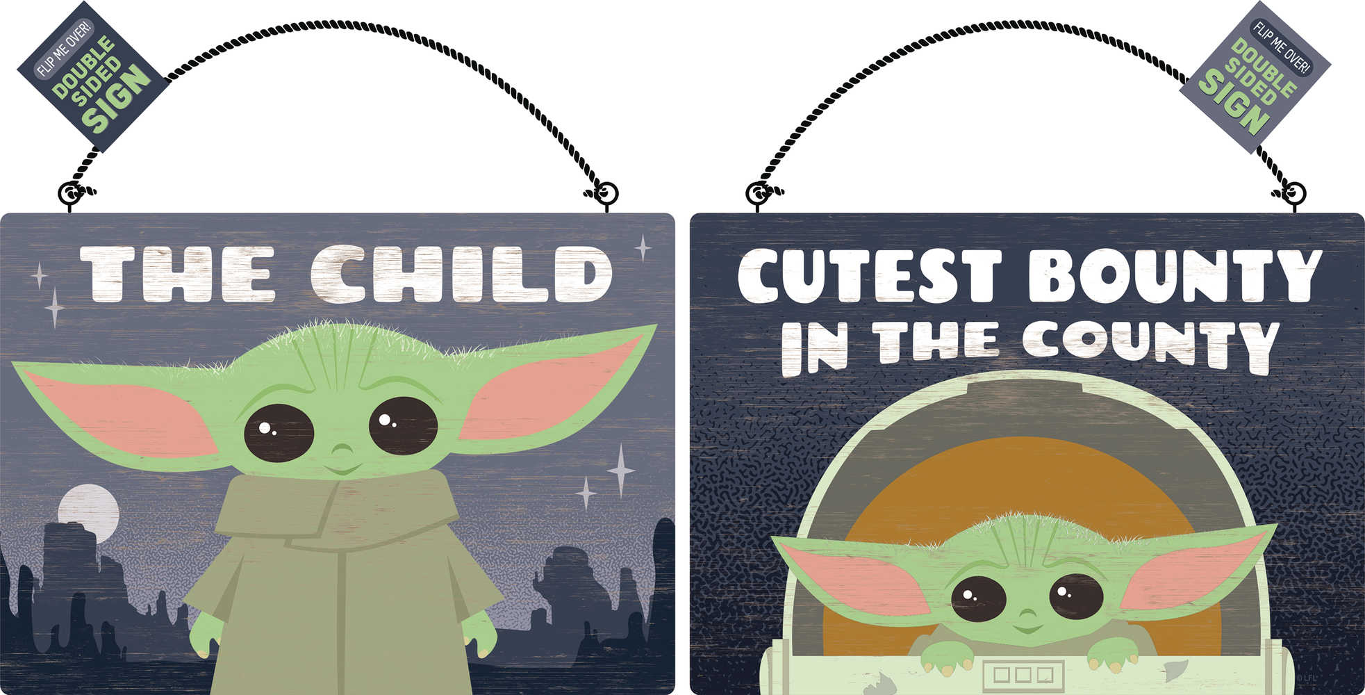Star Wars The Mandalorian Cute Bounty Two Sided Wood Sign (C