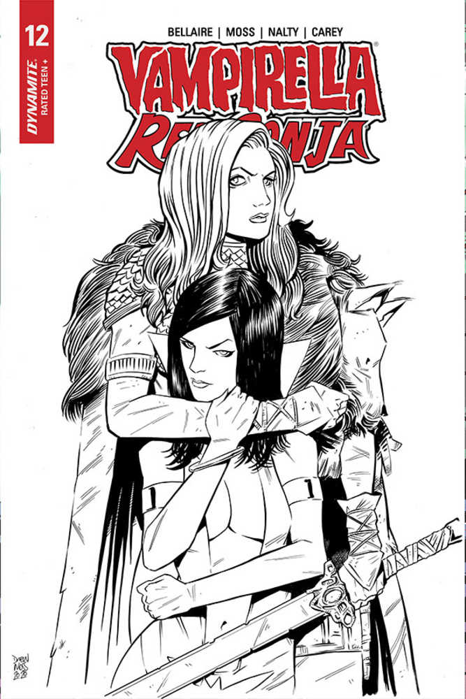Vampirella Red Sonja #12 10 Copy Moss Black & White Variant Edition