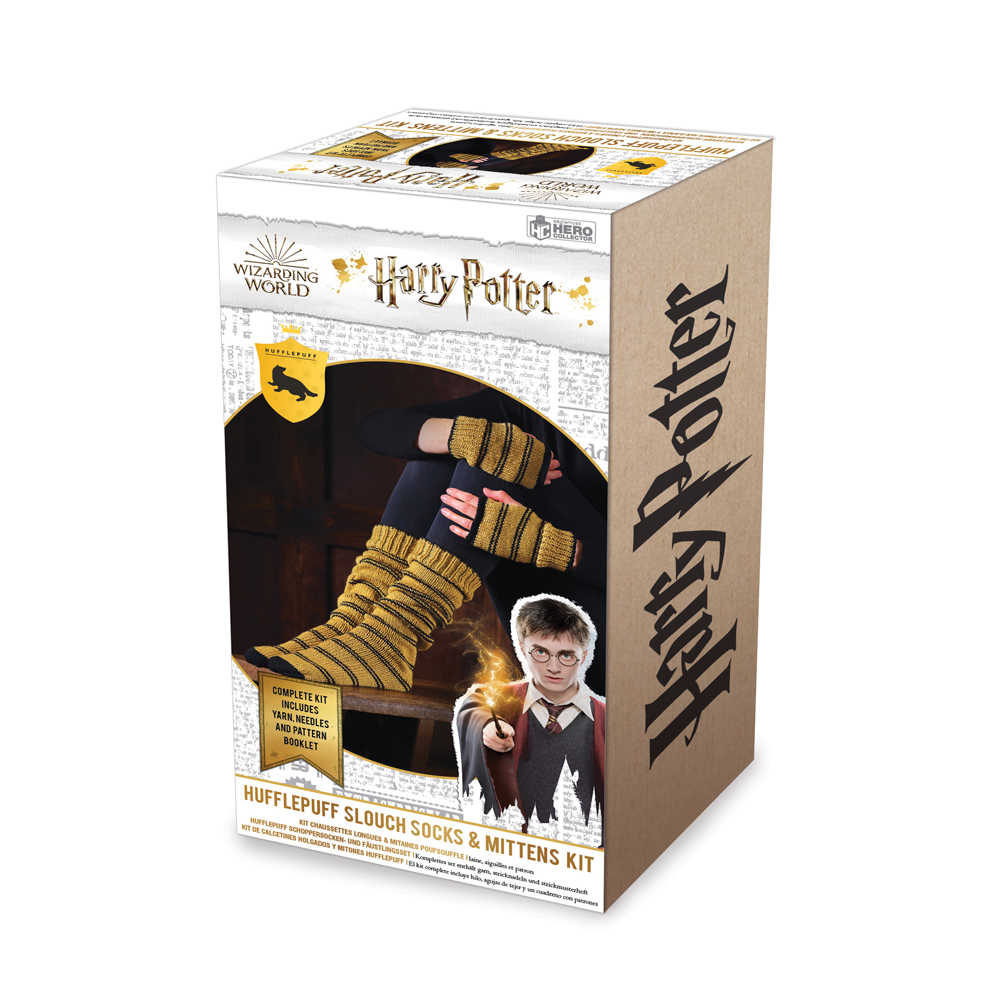 Hp Knit Kits Hufflepuff Fingerless Mittens And Socks Kit 