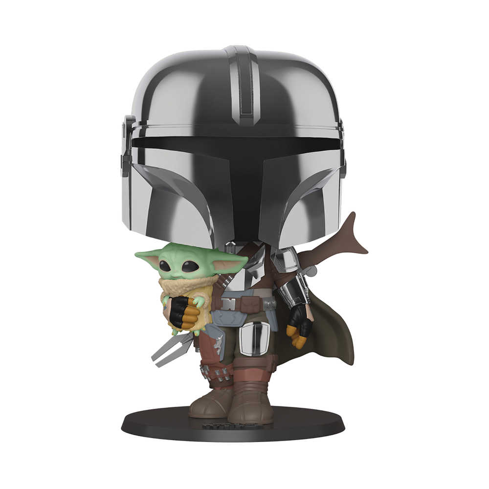 Pop Star Wars Mandalorian Mandalorian W/Chrome 10 In Vinyl Figure 