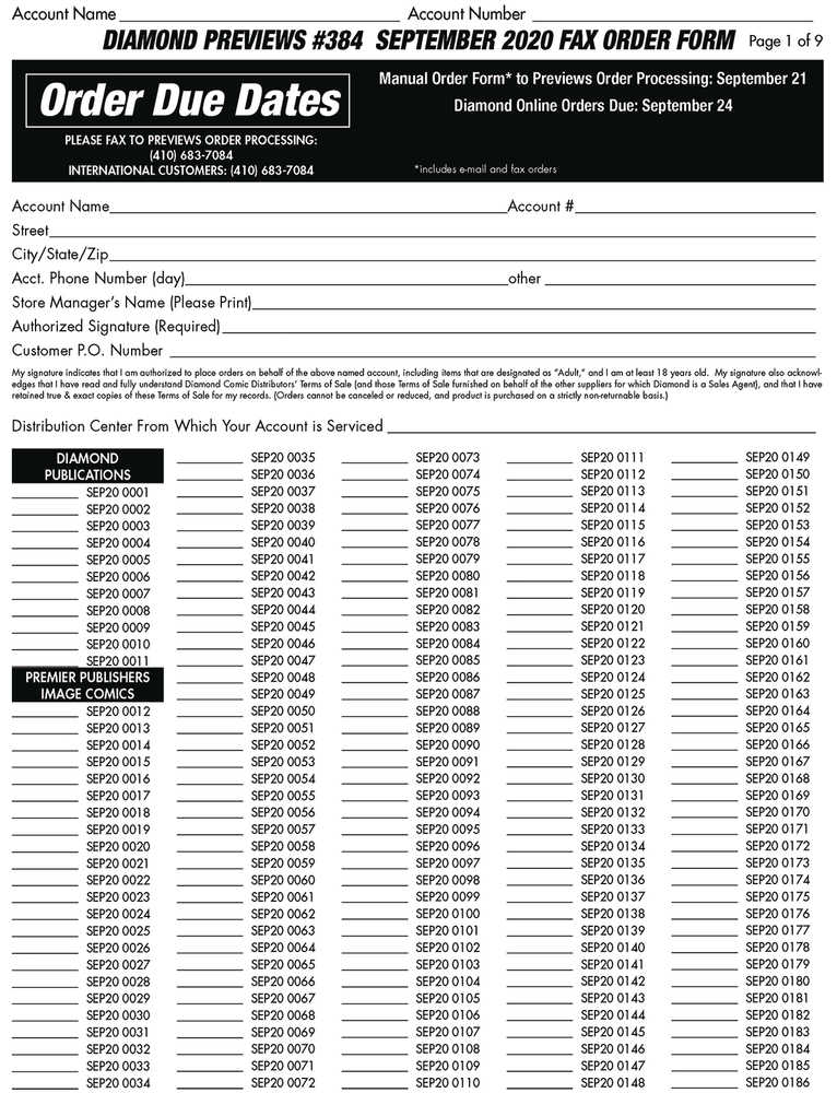 Previews #386 Nov 2020 Fax Order Form (Limit 1) 