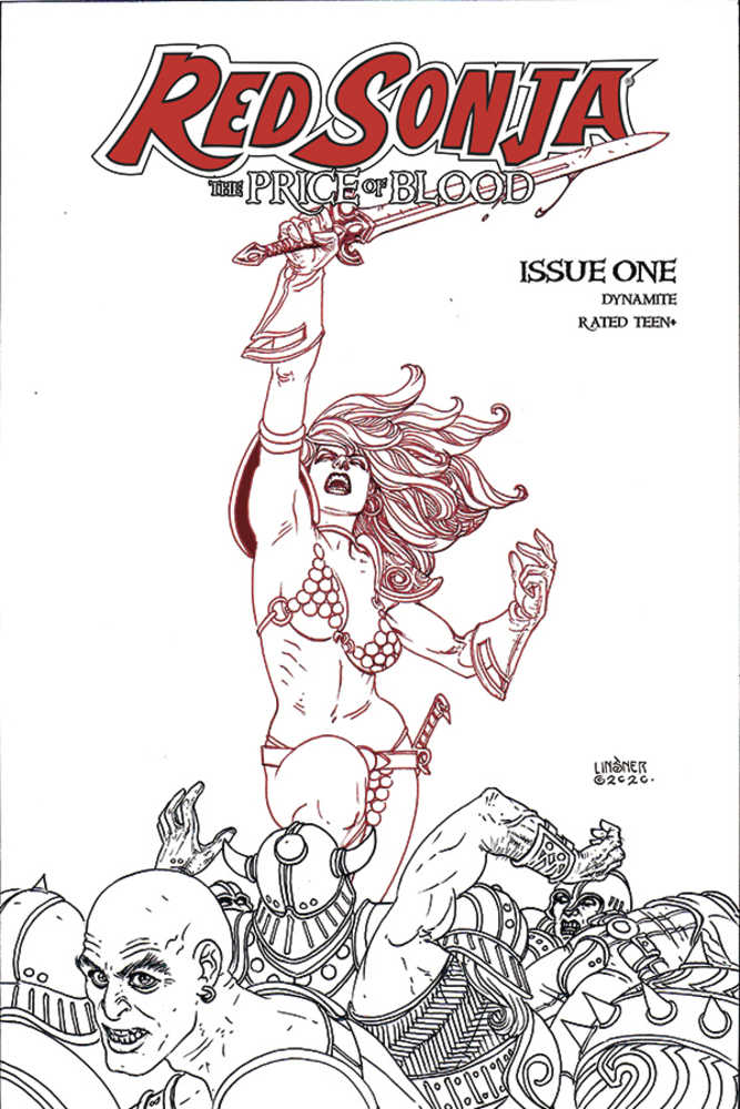 Red Sonja Price Of Blood #1 30 Copy Linsner Black & White Variant Edition