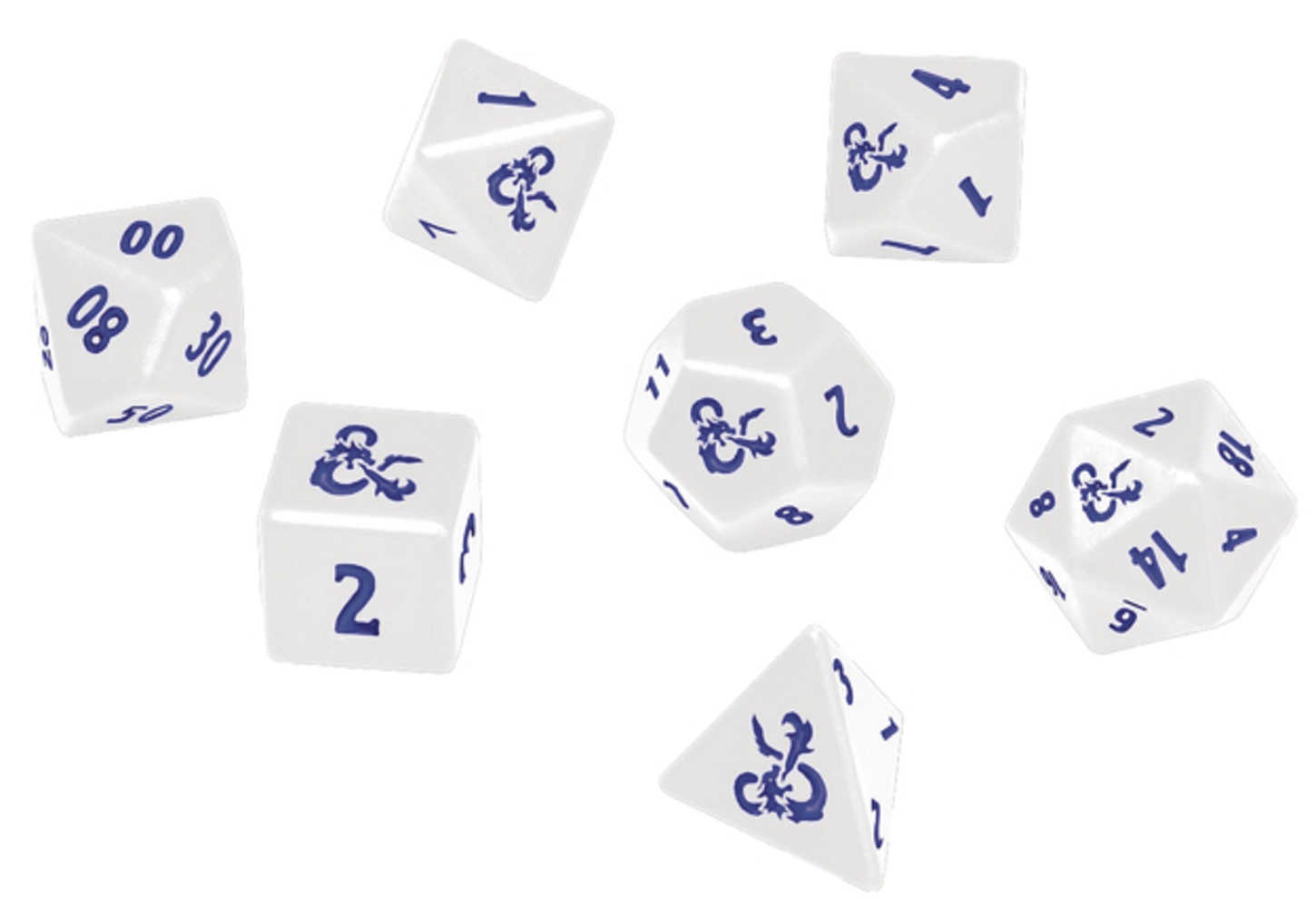 Dungeons & Dragons  Role Playing Game Icewind Dale Heavy Metal Poly White & Blue Dice Set