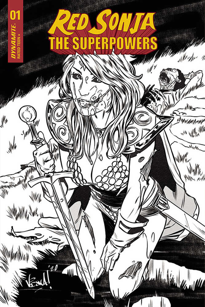 Red Sonja The Superpowers #1 15 Copy Federici Zombie Black & White Inc