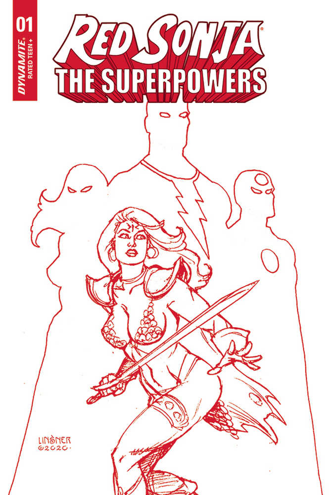 Red Sonja The Superpowers #1 Linsner Crimson Red Art Cover
