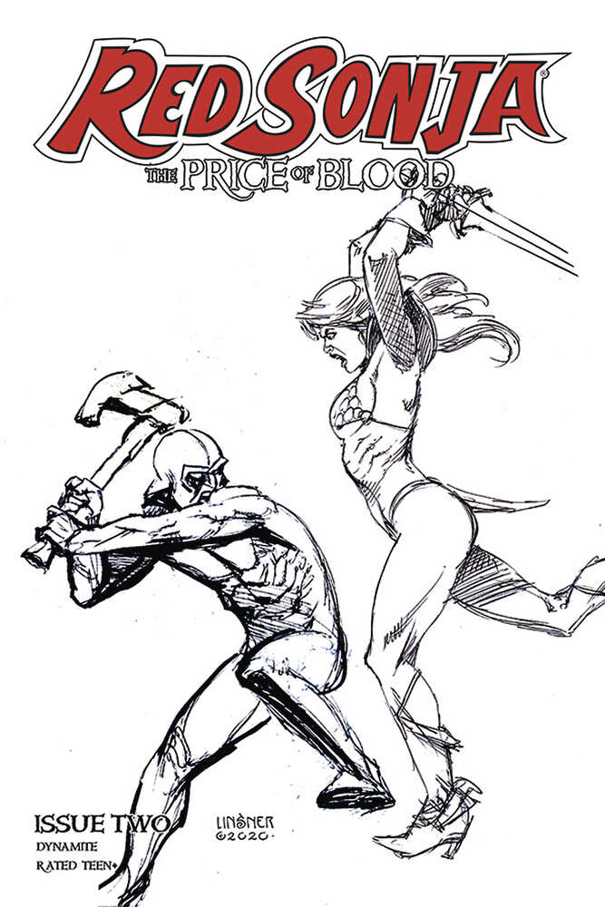 Red Sonja Price Of Blood #2 30 Copy Linsner Black & White Variant Edition