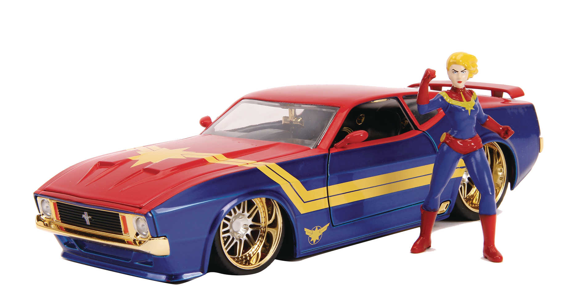 Marvel 1973 Ford Mustang W/Captain Marvel 1/24 Vehicle 