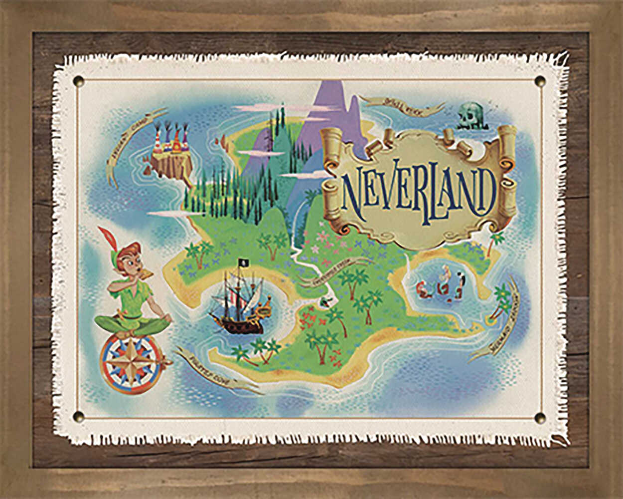 Peter Pan Map Wood Framed Poster 