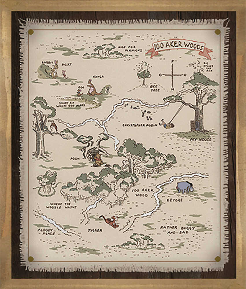 Winnie The Pooh Hundred Acre Map Wood Framed Poster 