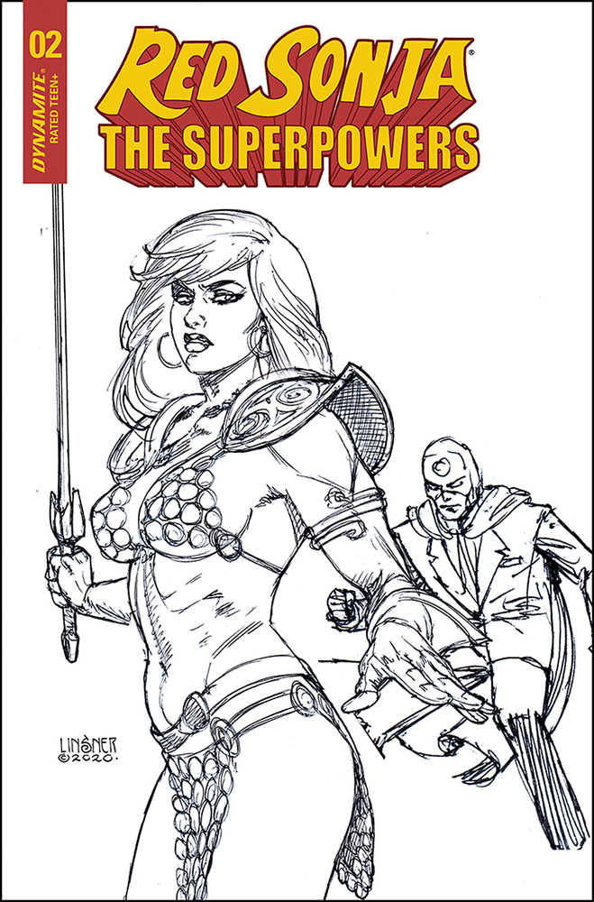 Red Sonja The Superpowers #2 20 Copy Linsner Black & White Variant Edition