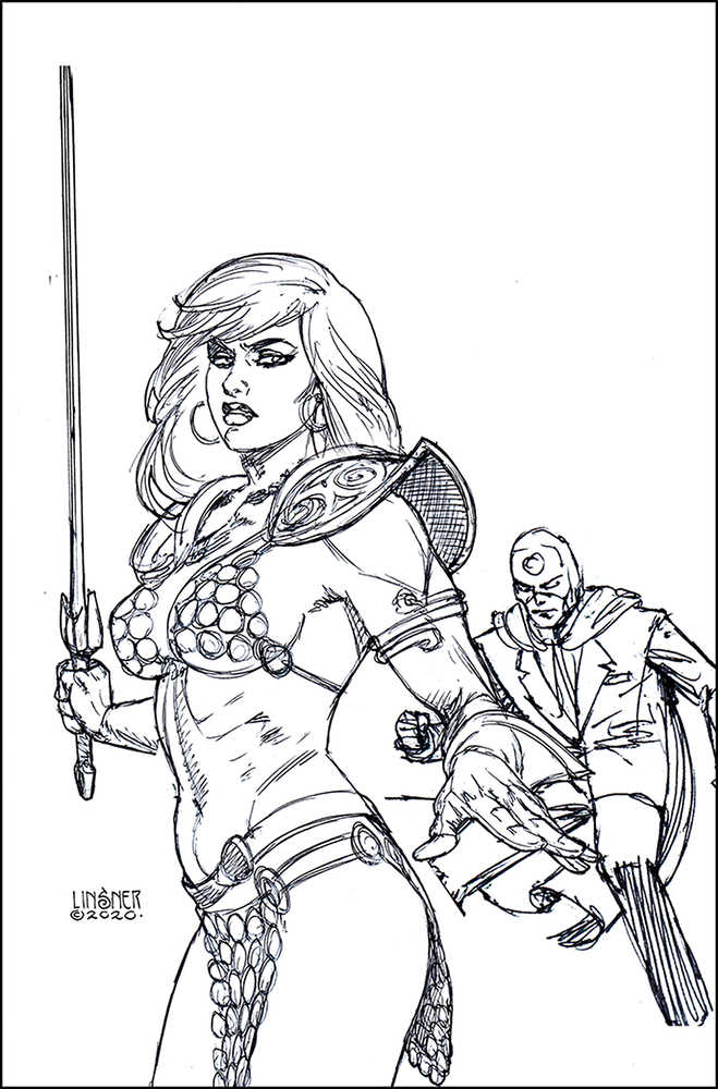 Red Sonja The Superpowers #2 45 Copy Linsner Black & White Full Art Variant Edition