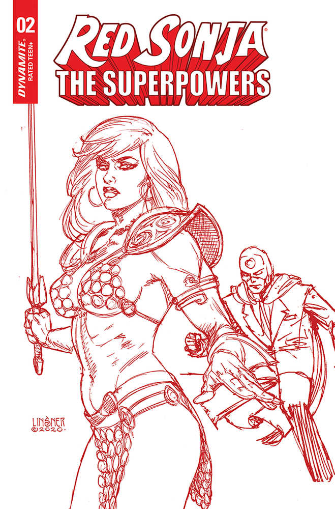 Red Sonja The Superpowers #2 Linsner Crimson Red Art Cover