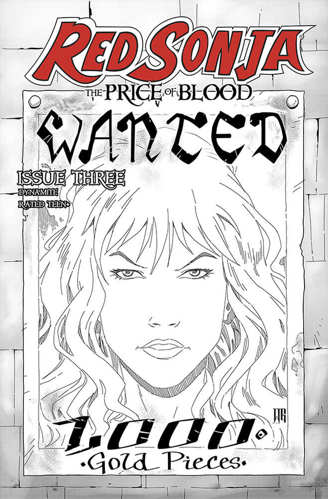 Red Sonja Price Of Blood #3 15 Copy Geovani Black & White Variant Edition