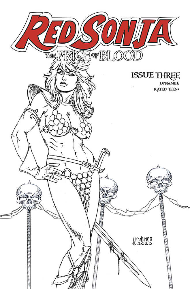 Red Sonja Price Of Blood #3 30 Copy Linsner Black & White Variant Edition