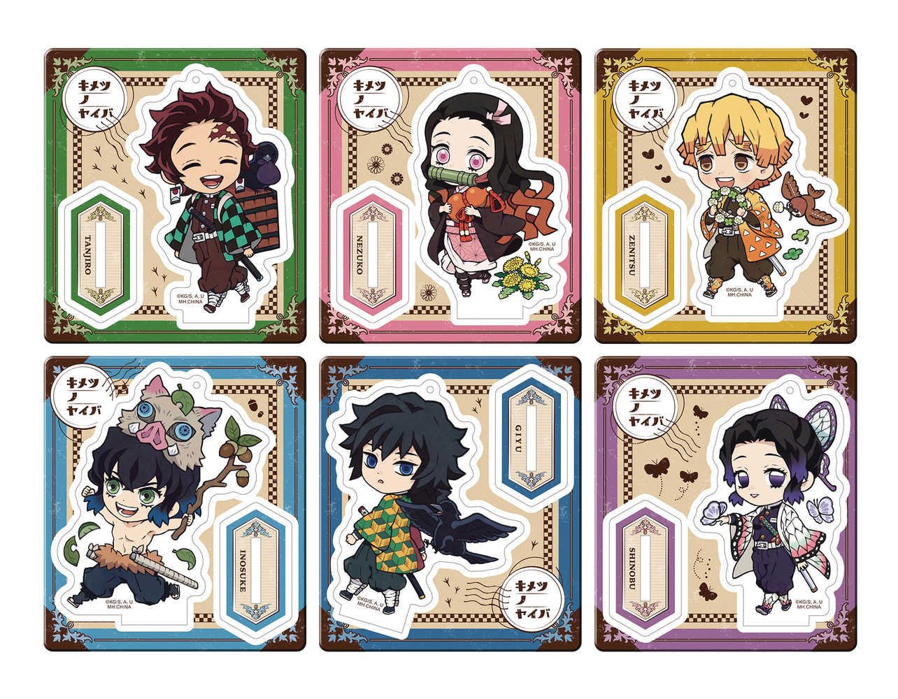Demon Slayer Kimetsu Retro Acryl Stand Outing 6 Pc Ds 