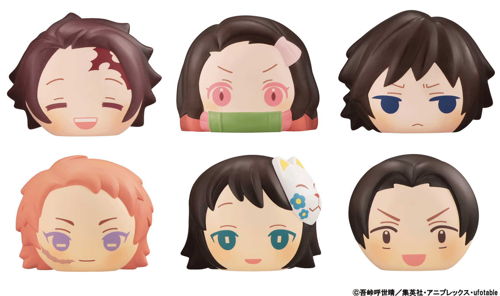 Demon Slayer Kimetsu V4 Fluffy Squeeze Bread 6 Pc Blind Mystery Box Display 