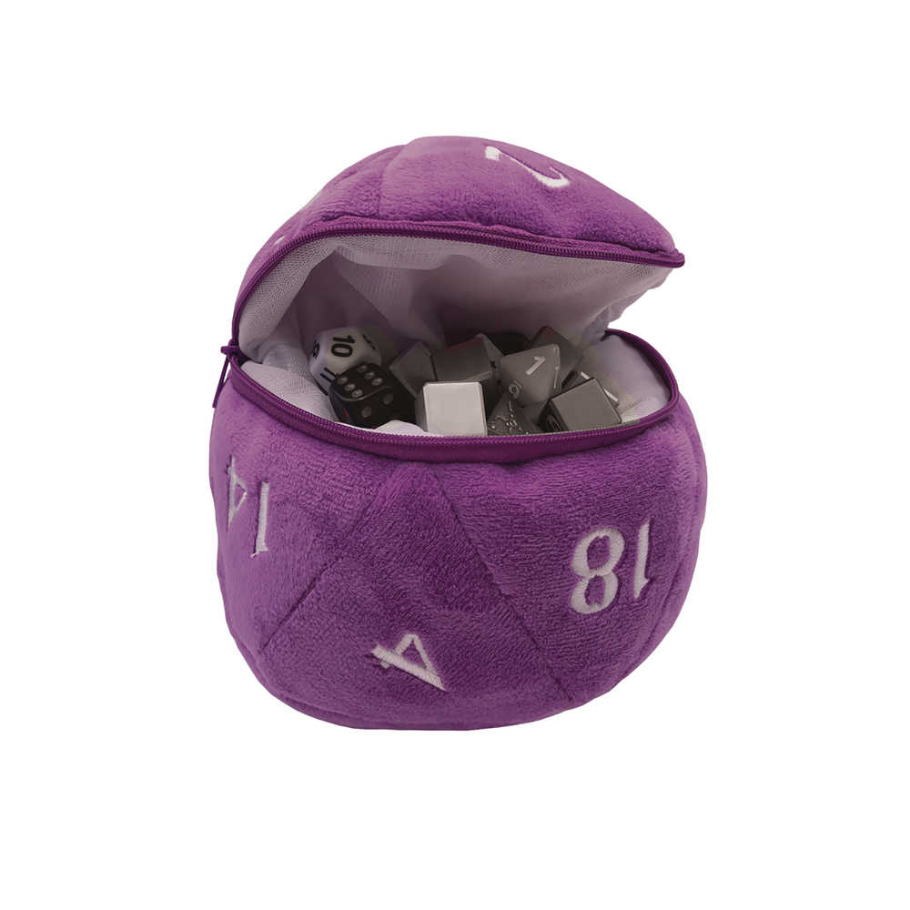 D20 Plush Dice Purple Bag 