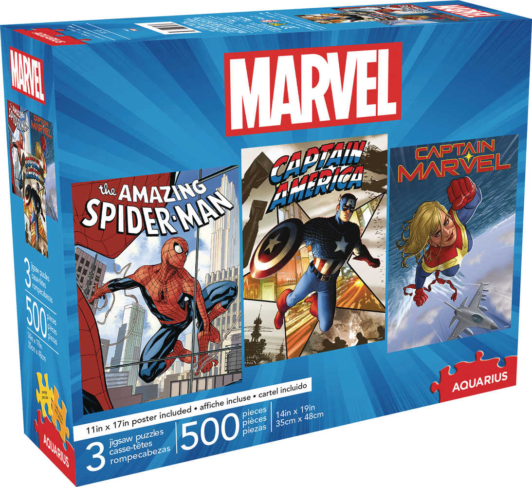 Aquarius Marvel 500 Pc 3 In 1 Puzzle 