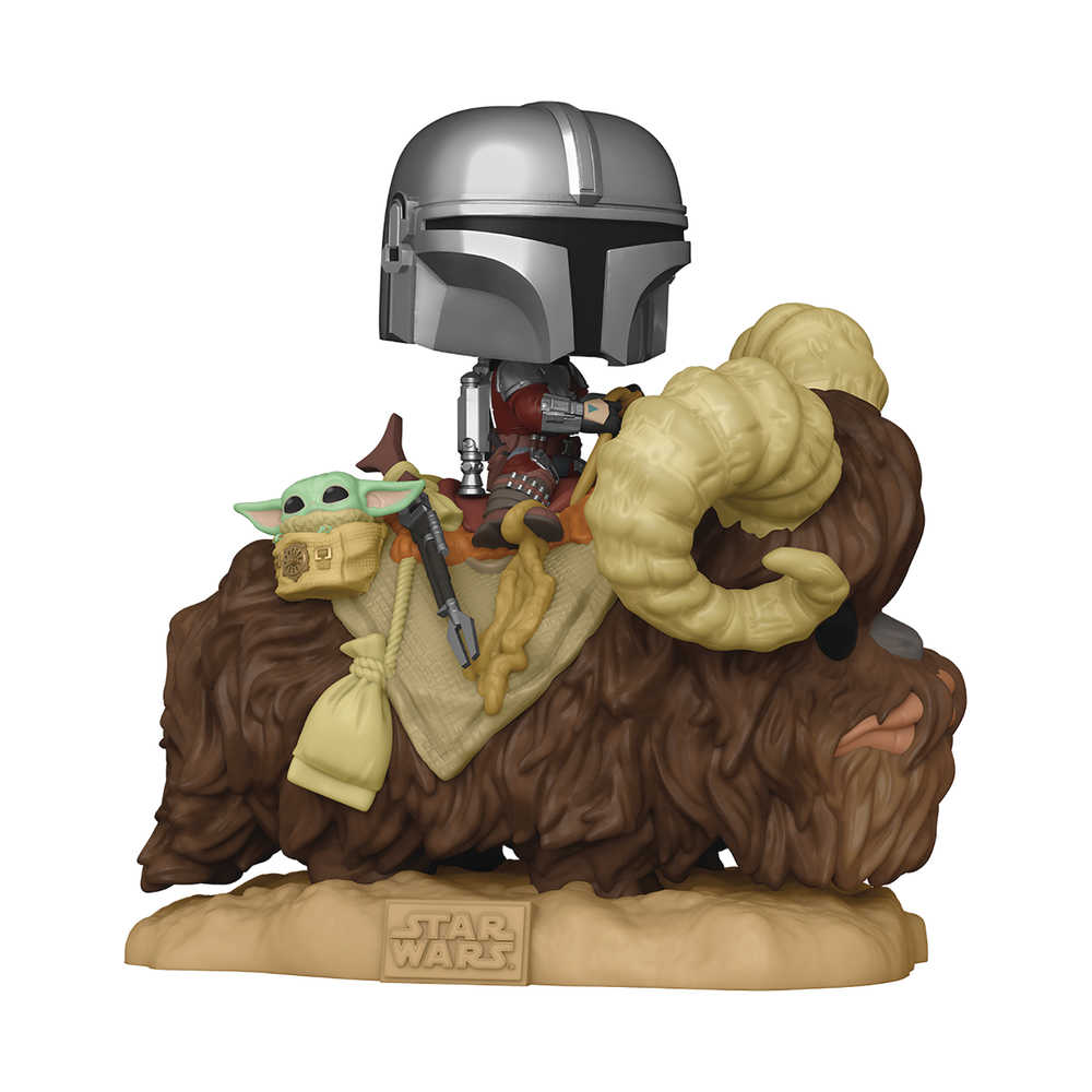 Pop Deluxe Mandalorian On Bantha with Child Vinyl Figure 