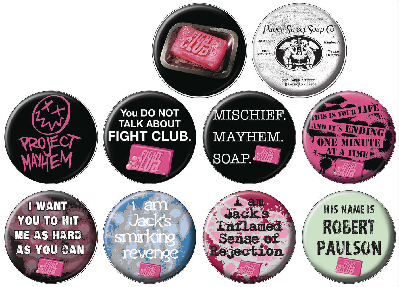 Fight Club 144 Pc Button Assortment Display 