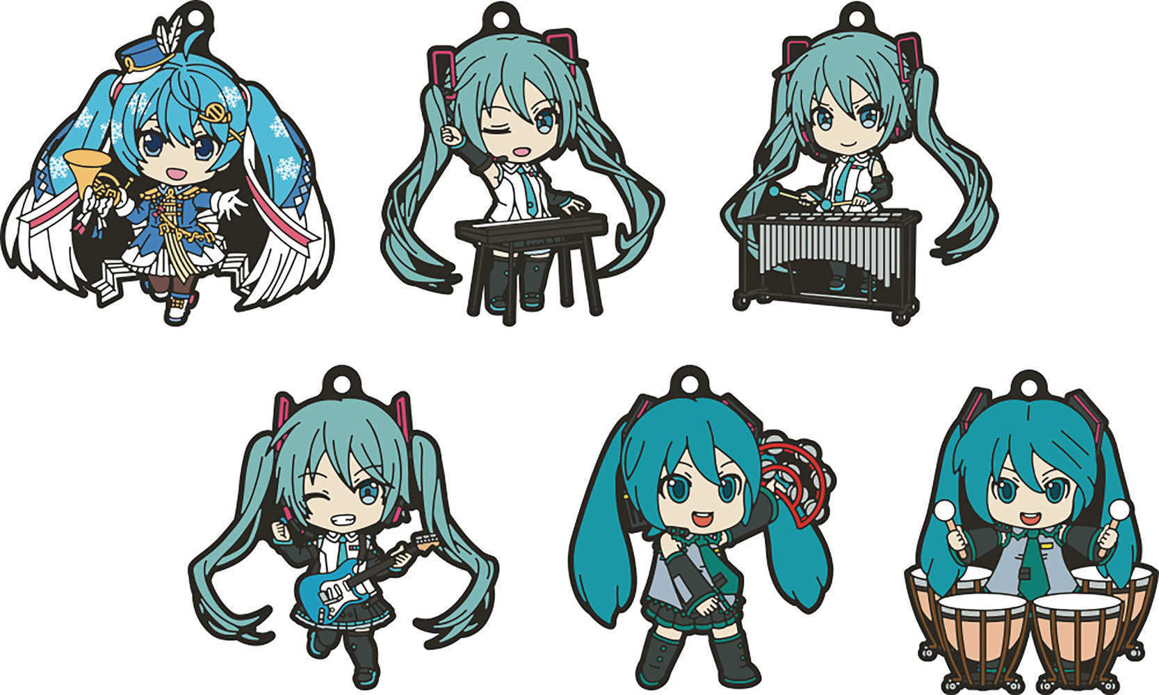 Hatsune Miku Band Nendoroid Plus Keychain V3 6 Pc Blind Mystery Box Display 