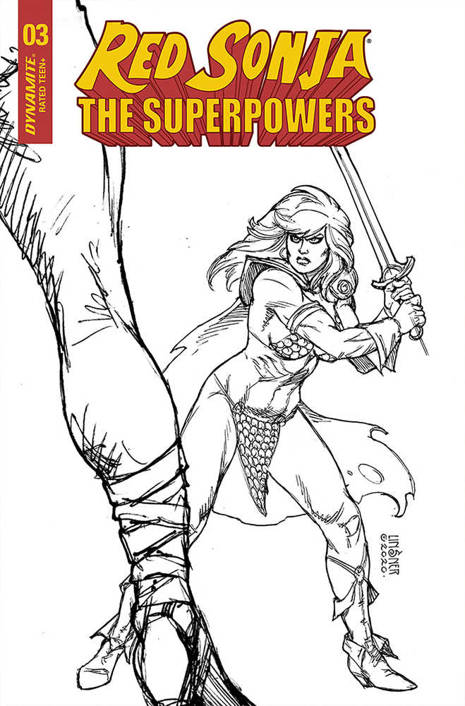 Red Sonja The Superpowers #3 10 Copy Linsner Black & White Variant Edition