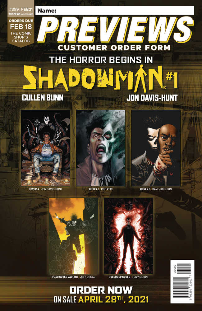 Previews #391 Apr 2021 Customer Order Form Extras 