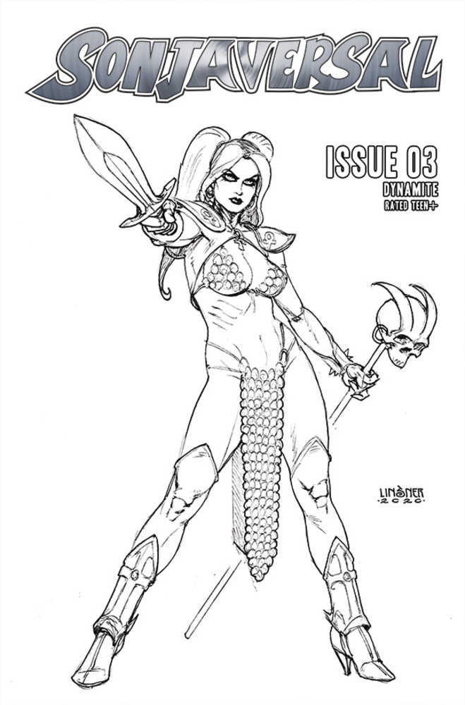 Sonjaversal #3 20 Copy Linsner Black & White Variant Edition