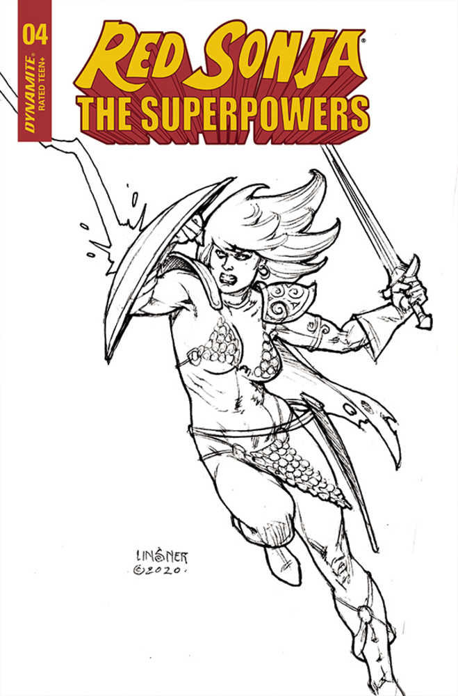 Red Sonja The Superpowers #4 20 Copy Linsner Black & White Variant Edition