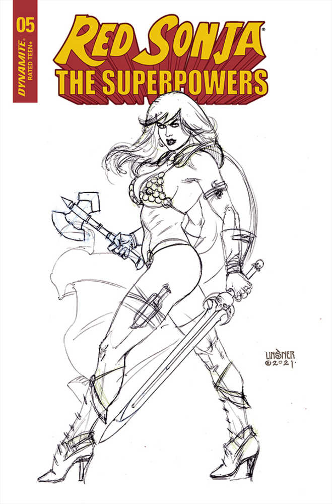 Red Sonja The Superpowers #5 20 Copy Linsner Black & White Variant Edition