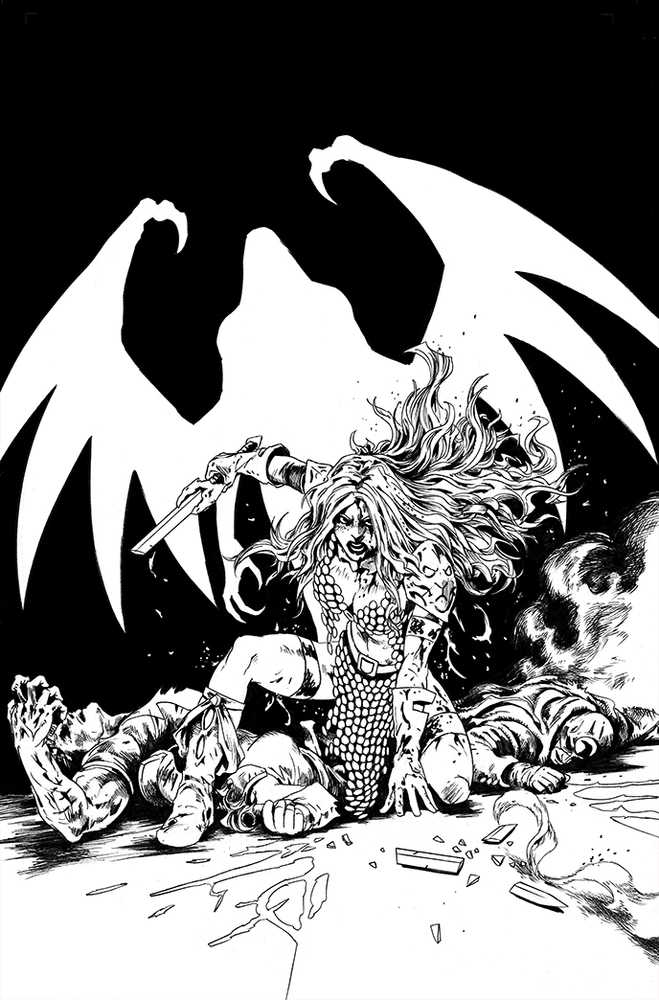 Red Sonja The Superpowers #5 40 Copy Lau Black & White Full Art Variant Edition