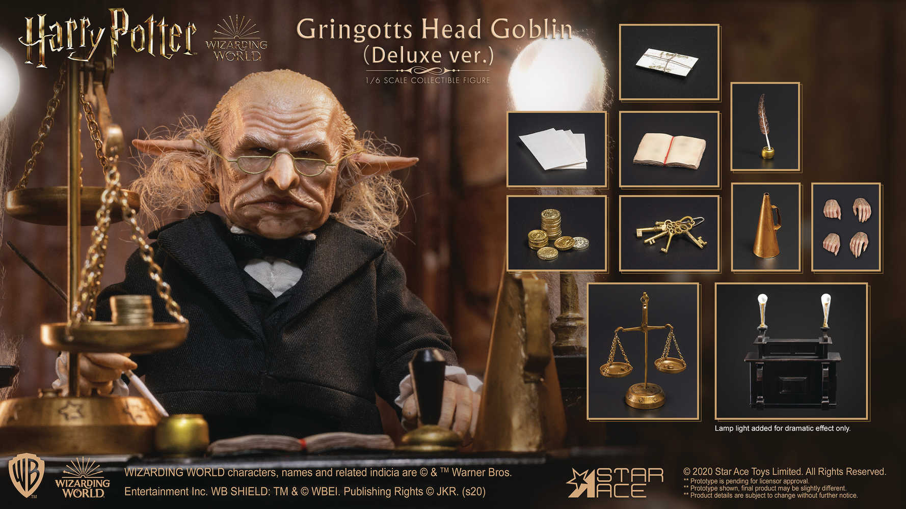 Hp & The Sorcerers Stone Gringotts Head Goblin 1/6 Action Figure Deluxe Ve