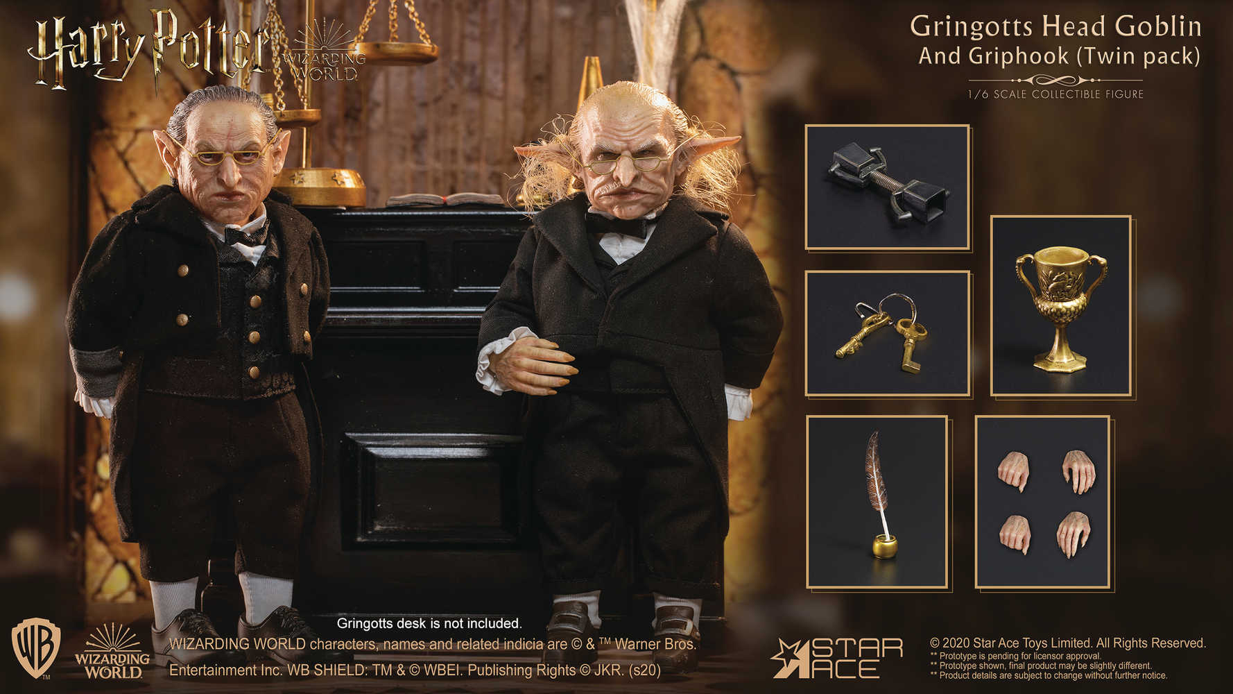 Hp & The Sorcerers Stone Gringotts Goblin 1/6 Action Figure Twin Pack (