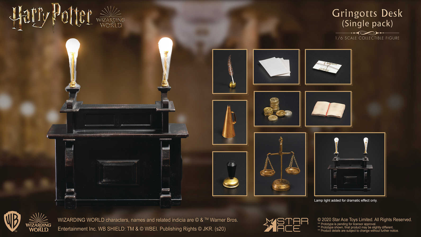 Hp & The Sorcerers Stone Gringotts Desk 1/6 Action Figure Accessory (Ne