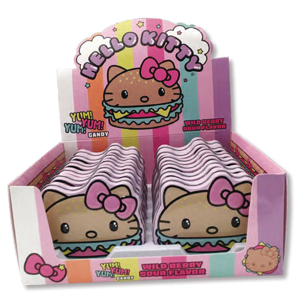 Hello Kitty Yum Yum Burger Sour Candy Tin 12 Ct Display  