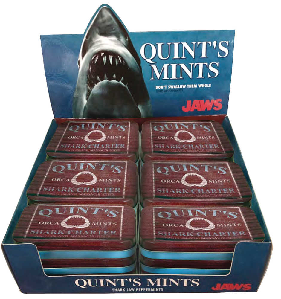 Jaws Quints Mints Sours Candy Tin 18 Ct Display  