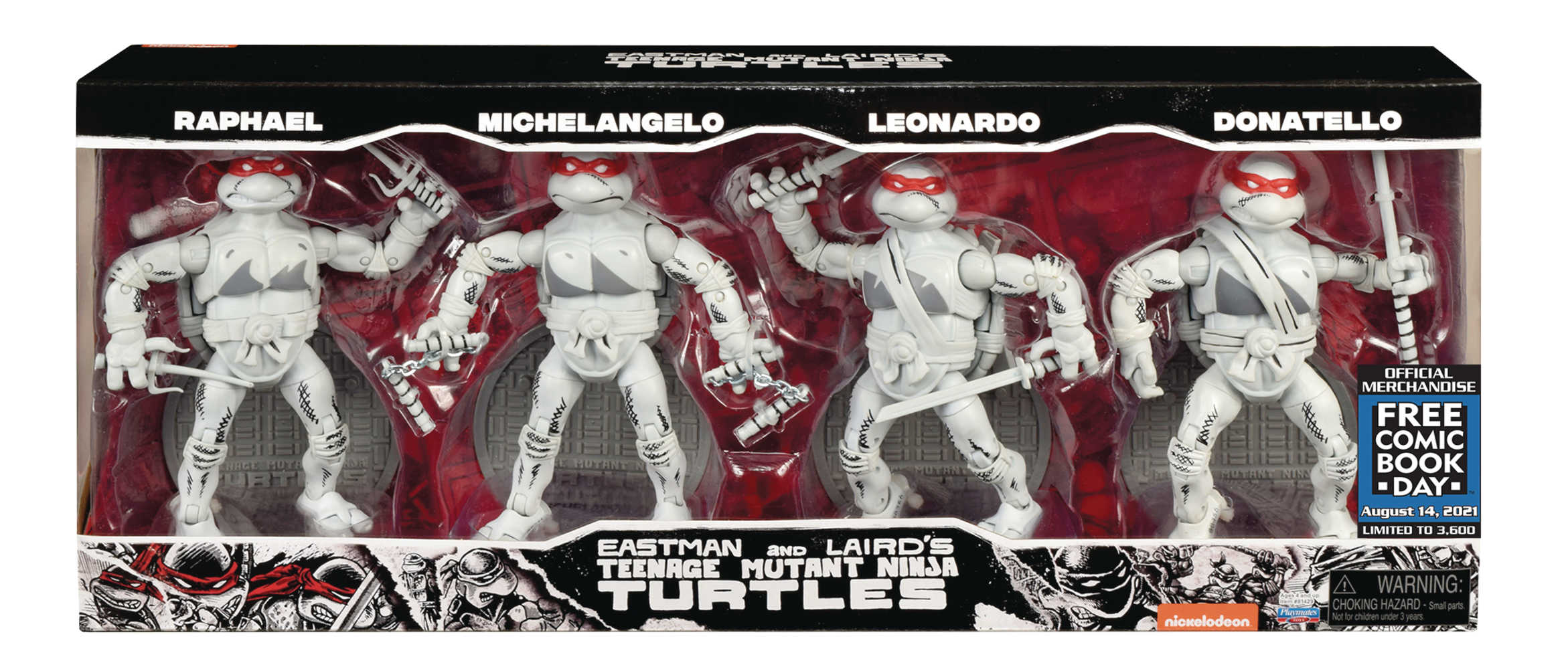 Free Comic Book Day 2021 Teenage Mutant Ninja Turtles Ninja Elite Series Previews Exclusive Black & White Action Figure 4 Pk Set 